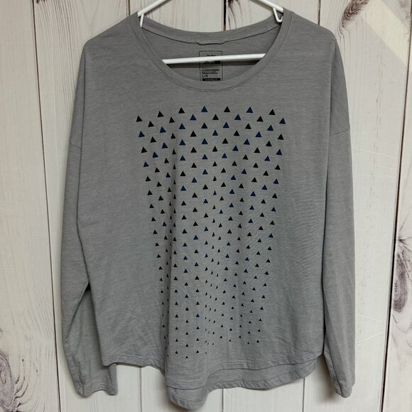 The North Face Graphic Tee Women’s Large Gray/Blue Triangles EUC - Picture 1 of 9